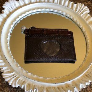 Brighton Vintage Brown Leather Pouch Heart Window